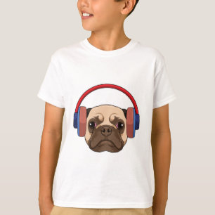 Camiseta Perro en la música con auriculares
