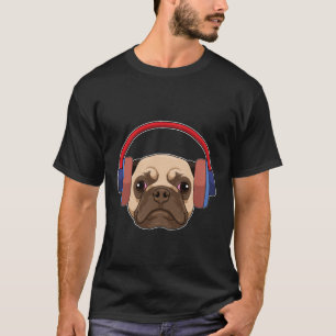 Camiseta Perro en la música con auriculares