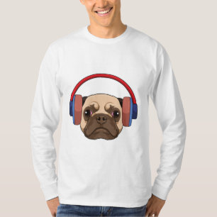 Camiseta Perro en la música con auriculares