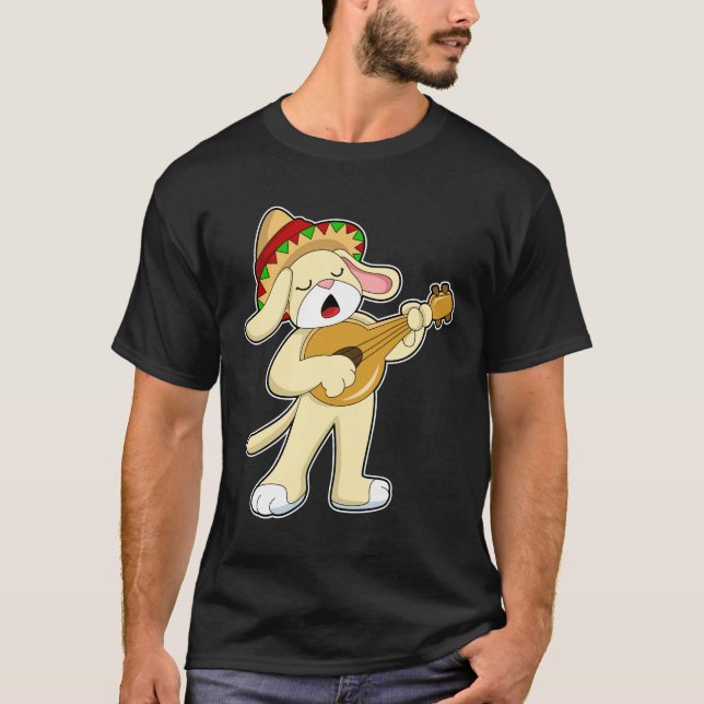 Camiseta Perro en la música con guitarra (Anverso)