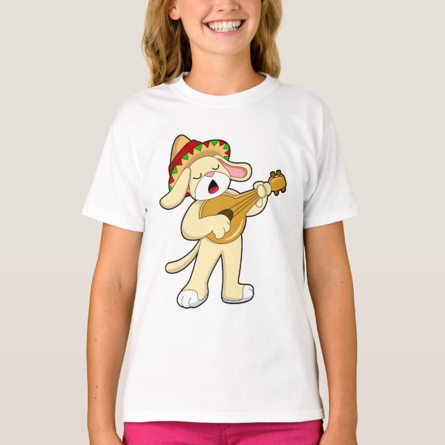 Camiseta Perro en la música con guitarra (Anverso)