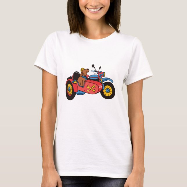 Camiseta Perro en motocicleta en sidecar (Anverso)