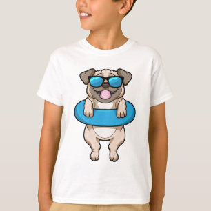 Camiseta Perro en Natación con anillo de natación