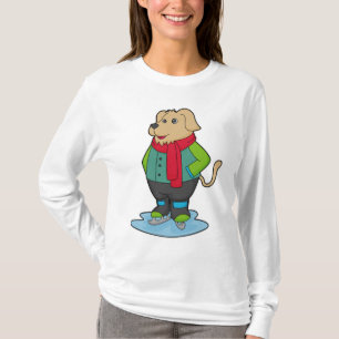 Camiseta Perro en patinaje sobre hielo con patines de hielo