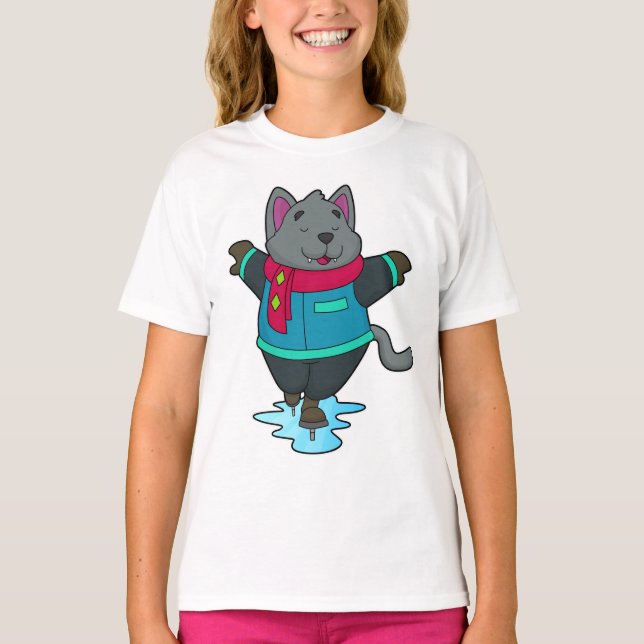 Camiseta Perro en patinaje sobre hielo con patines de hielo (Anverso)