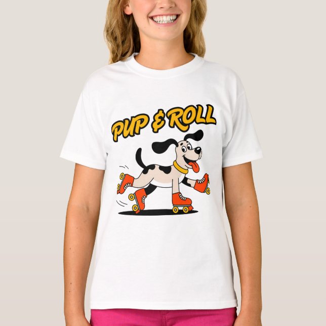 Camiseta Perro en patines de patinaje (Anverso)