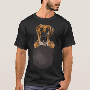 Camiseta Perro en Pocket Divertido Perro Perro Marrón Gran