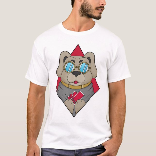 Camiseta Perro en Poker con tarjetas de póker (Anverso)