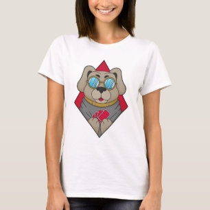 Camiseta Perro en Poker con tarjetas de póker