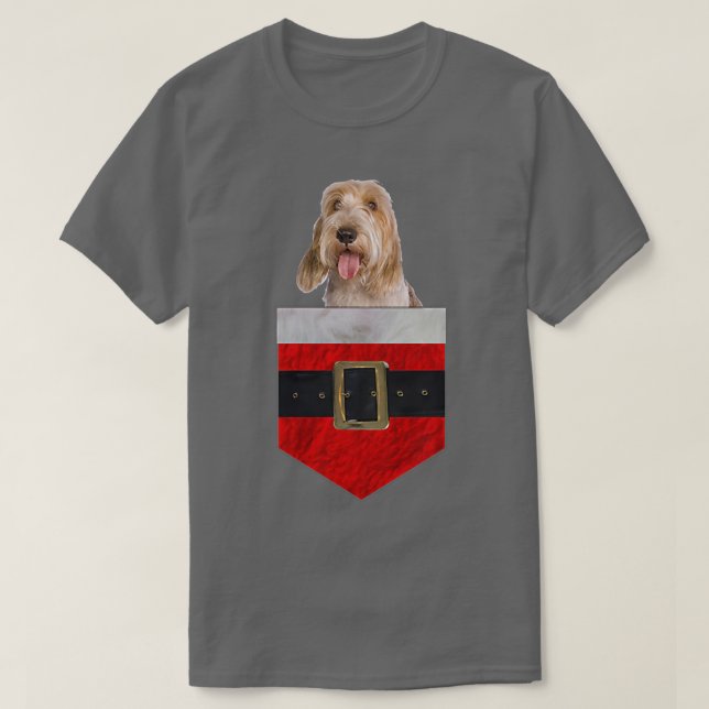 Camiseta Perro en tu bolsillo Santa Petits Basset Griffons  (Diseño del anverso)