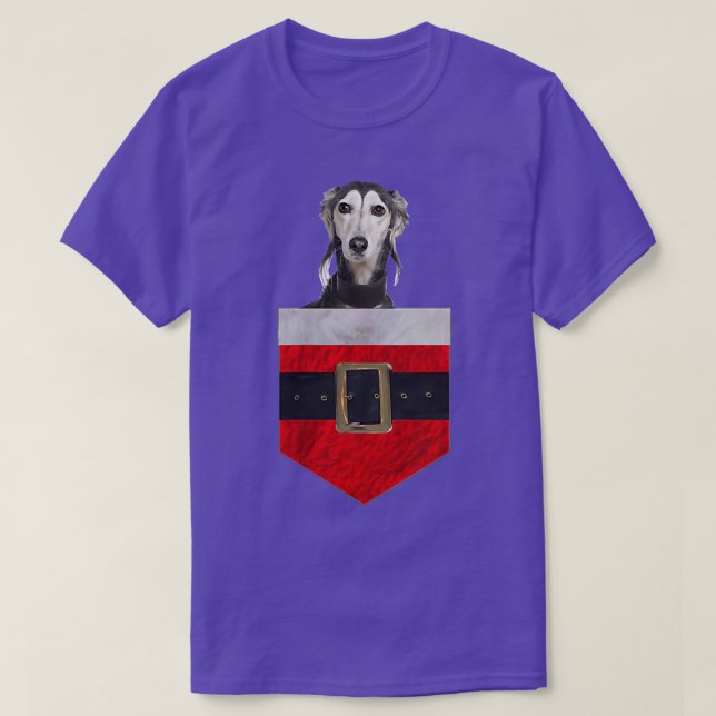 Camiseta Perro en tu bolsillo Santa Saluki  (Diseño del anverso)
