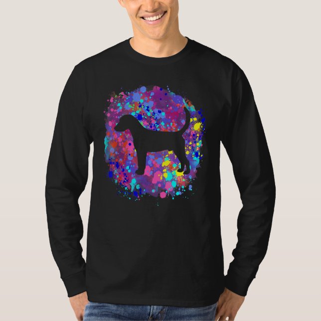 Camiseta Perro English Foxhound Arte de Salpicaduras de Acu (Anverso)