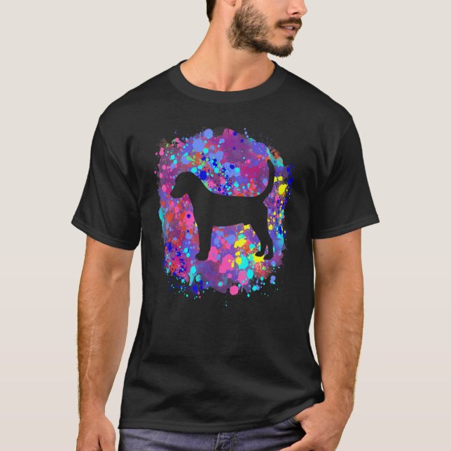 Camiseta Perro English Foxhound Arte de Salpicaduras de Acu (Anverso)