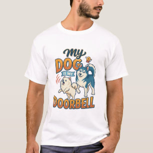 Camiseta Perro Es Timbre Ladrando Blanco Azul_1