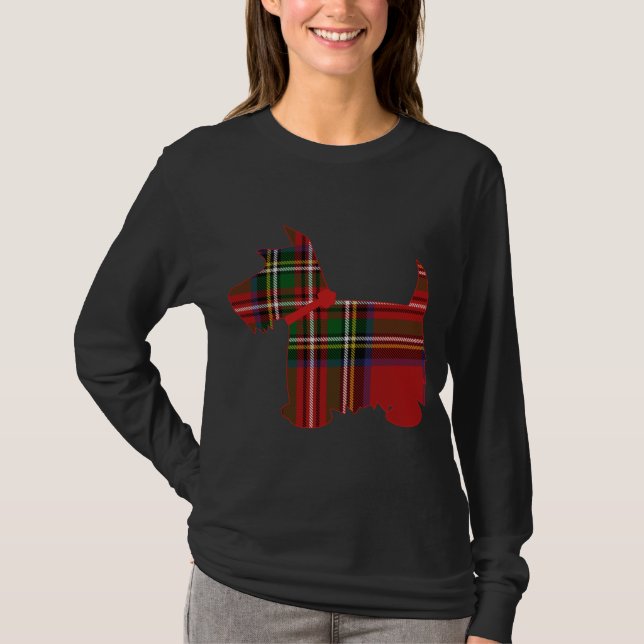 Camiseta Perro escocés Terrier Royal Stewart Tartán (Anverso)