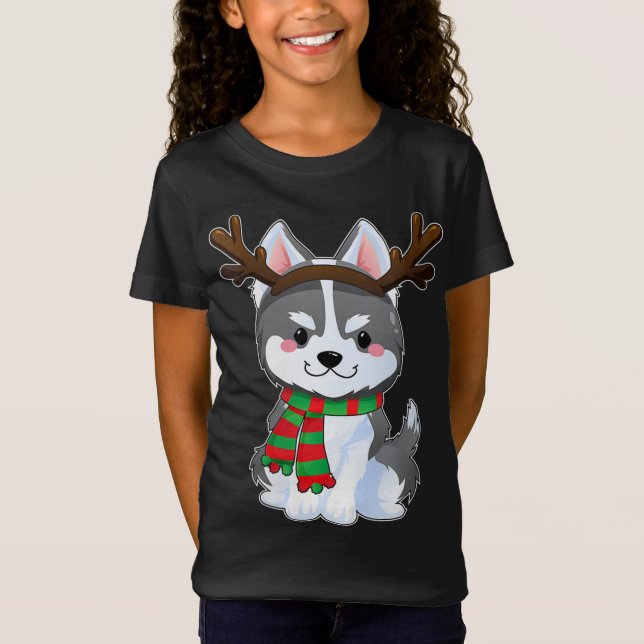 Camiseta Perro escurridizo siberiano regalo de Navidades gr (Anverso)
