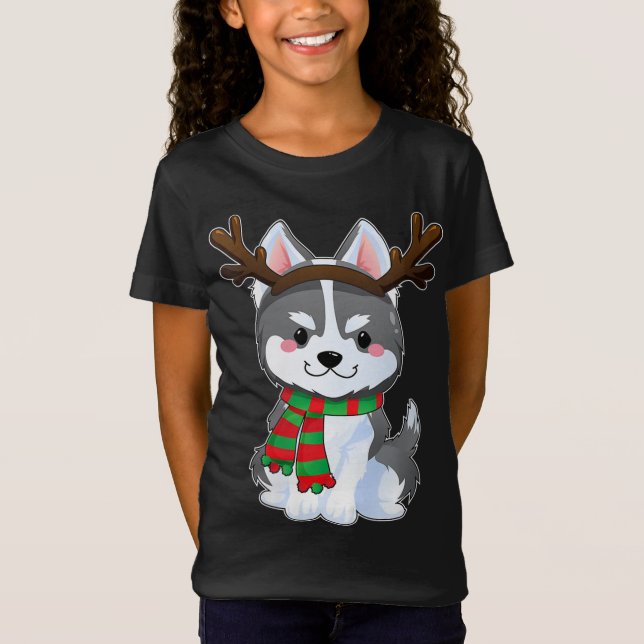 Camiseta Perro escurridizo siberiano regalo de Navidades gr (Anverso)