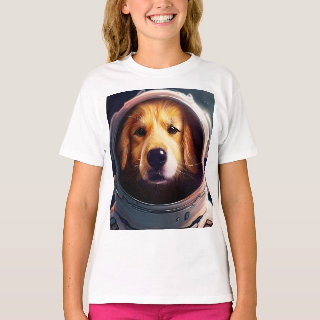 Camiseta Perro espacial infantil (Anverso)