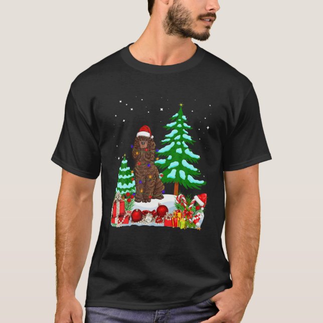 Camiseta Perro español de agua irlandesa que lleva un árbol (Anverso)