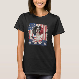 Camiseta Perro español Springer inglés con bandera estadoun
