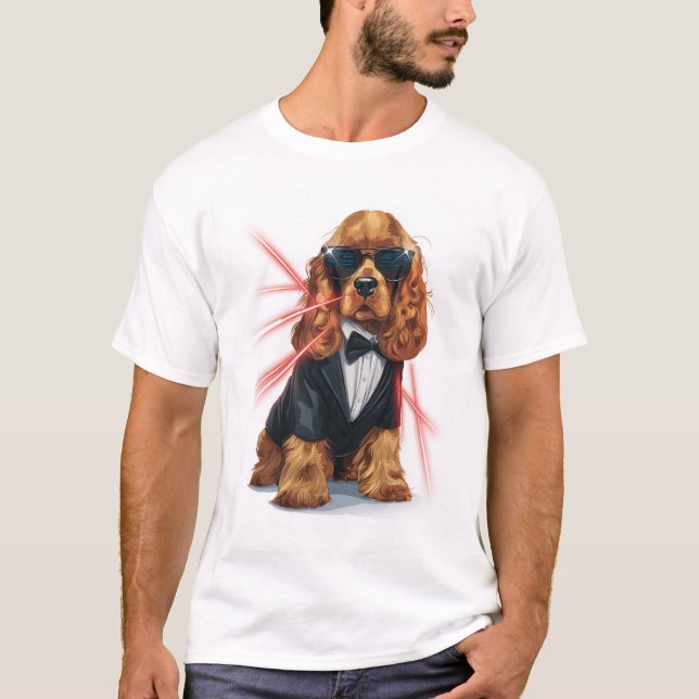 Camiseta Perro Espía Spaniel - Agente Secreto Canino (Anverso)