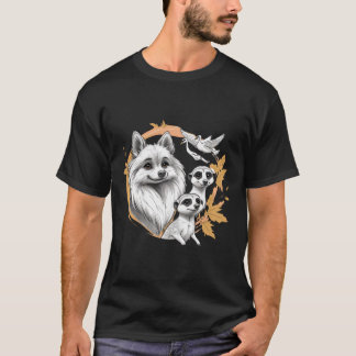 Camiseta Perro Esponjoso con Suricatas y Pájaros