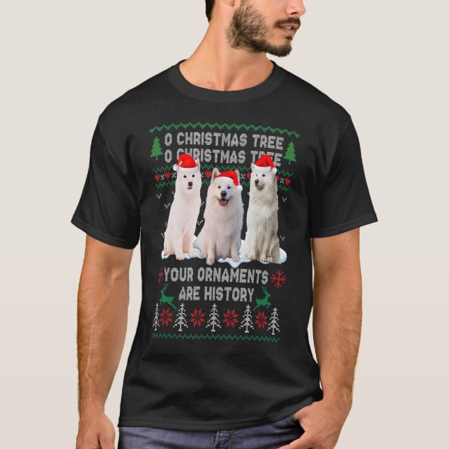 Camiseta Perro esquimal americano lindo árbol de Navidad Ug (Anverso)