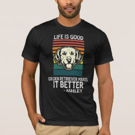 Camiseta Perro estilo retro del recuperador de oro de vinta