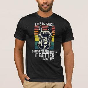 Camiseta Perro estilo retro vintage Boston Terrier