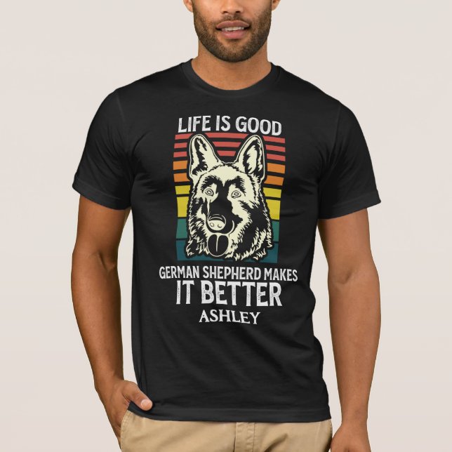 Camiseta Perro estilo retro vinteage alemán Shepherd (Anverso)