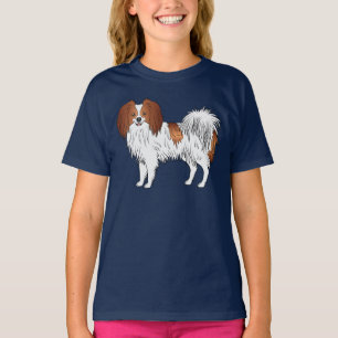 Camiseta Perro Falène En Ilustracion Personalizado Rojo Y B