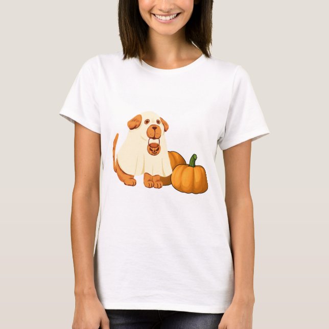 Camiseta Perro fantasma con calabazas (Anverso)