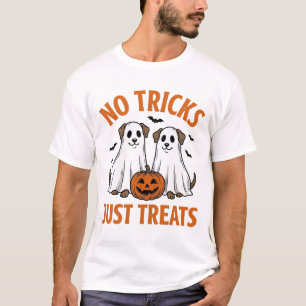 Camiseta Perro Fantasma Divertido Halloween Sin Trucos Solo