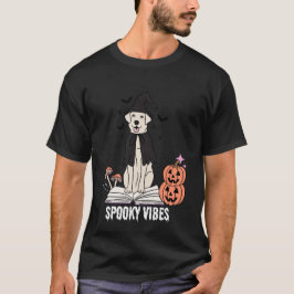Camiseta Perro fantasma lindo de Halloween leyendo Hallowee