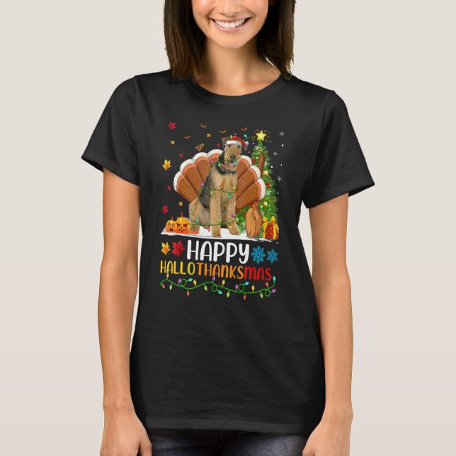 Camiseta Perro   Feliz Airedale Terrier Perro Hellothanksma (Anverso)