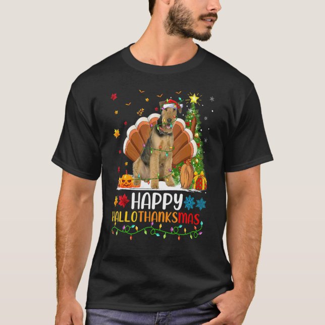 Camiseta Perro   Feliz Airedale Terrier Perro Hellothanksma (Anverso)