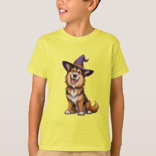 Camiseta Perro Feliz con un Sombrero de Bruja