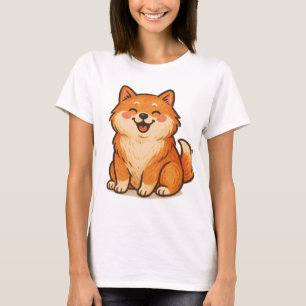 Camiseta Perro feliz de Shiba - Ilustracion Mascota de mano