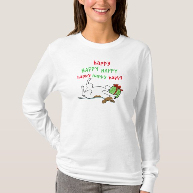 Camiseta Perro feliz del navidad de Jack Russell Terrier (Anverso)