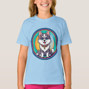 Camiseta Perro Feliz Dibujo Animado Colorido