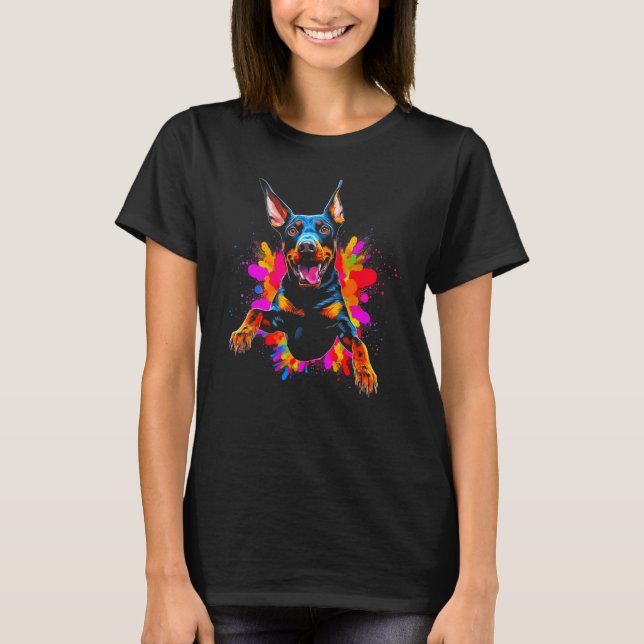 Camiseta Perro Feliz Doberman Pinscher (Anverso)