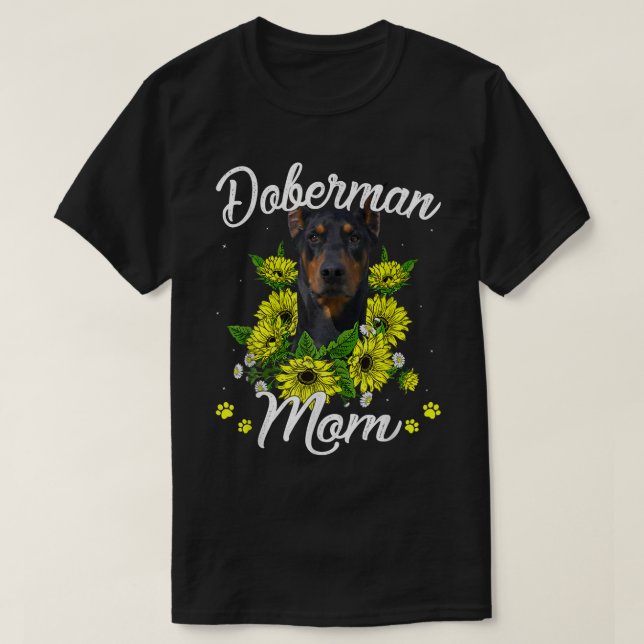 Camiseta Perro femenino Día de la madre regalo Girasol Dobe (Diseño del anverso)