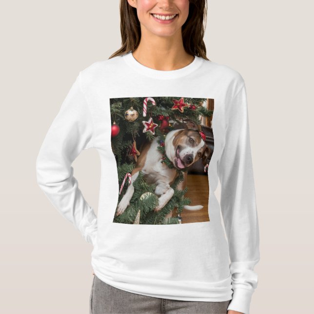 Camiseta Perro Festivo: Listo para el Árbol (Anverso)