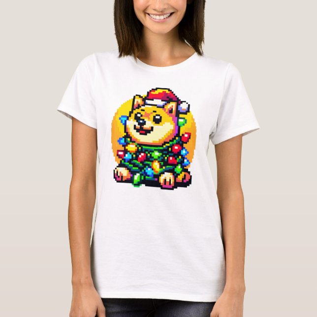 Camiseta Perro festivo - Luces de Navidades de arte de cíxe (Anverso)