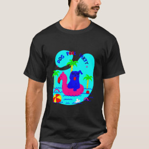 Camiseta perro fiesta de piscina palmeras flamenco verano d