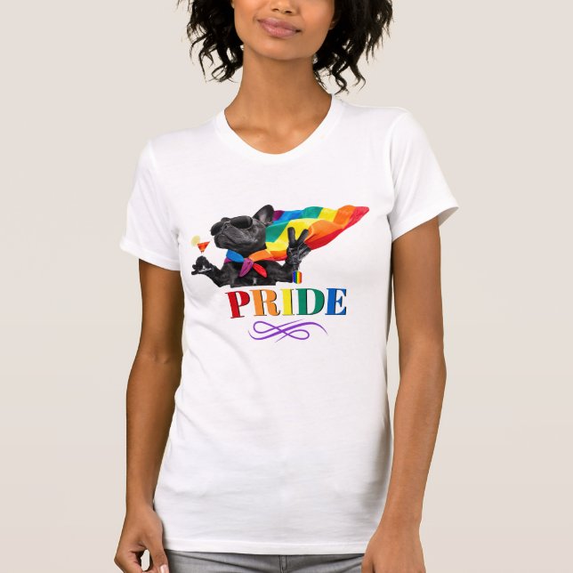 Camiseta Perro Fiesta del Orgullo en el Cabo del Arcoiris (Anverso)