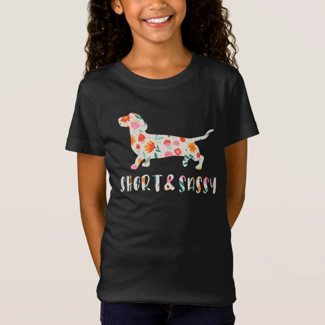 Camiseta Perro floral Dachshund corto y suave (Anverso)