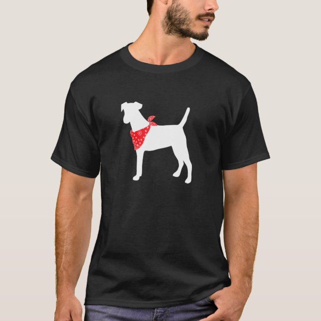 Camiseta Perro Fox Terrier Usando Banda Roja (Anverso)
