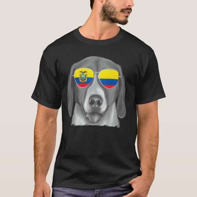Camiseta Perro Foxhound americano Ecuador Bandera Gafas de  (Anverso)