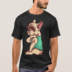 Camiseta Perro francés Bulldog amo a mamá Tattoo Lover Funn